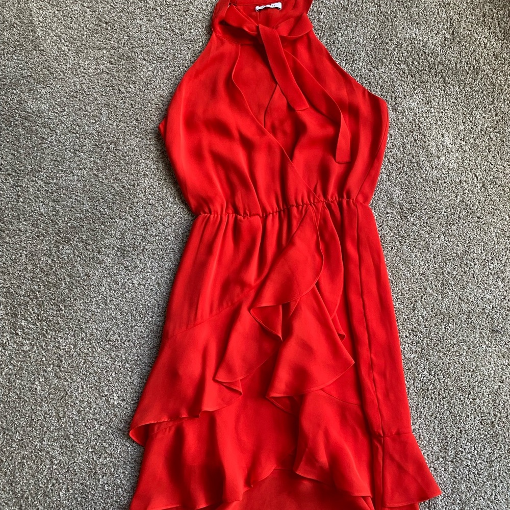 Halter dress with ruffles